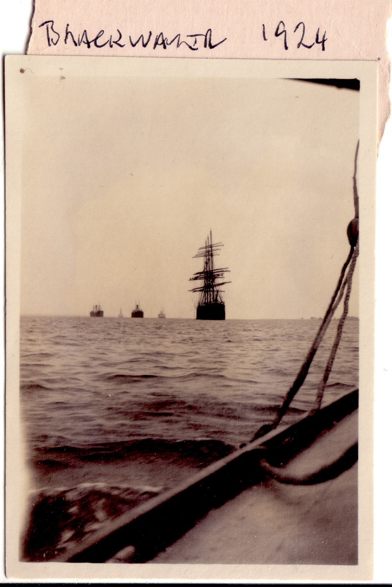  Barque in the River Blackwater. Thought to be GARTHPOOL ex JUTEOPOLIS which was laid up 1922-24 and is reported in Waterside Memories to have been laid up in the River Blackwater. 
Cat1 Blackwater-->Laid up ships Cat2 Ships and Boats-->Merchant -->Sailing